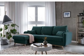 Divano letto angolare turchese, angolo sinistro Scandic Lagom - Miuform