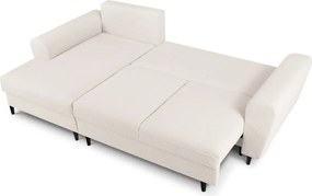 Divano angolare beige allungabile e con contenitore (con penisola a sinistra/con chaise lounge) con rivestimento in bouclé Kyoto – Cosmopolitan Design