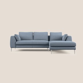 Plano divano moderno angolare con penisola in microfibra smacchiabile T11 carta da zucchero 252 cm Destro