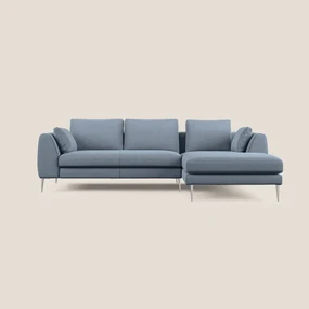 Plano divano moderno angolare con penisola in microfibra smacchiabile T11 carta da zucchero 292 cm Destro