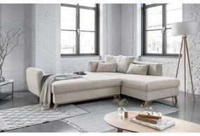 Divano letto angolare beige L, angolo destro Scandic Lagom - Miuform