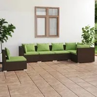 Set Divani da Giardino 6 pz con Cuscini in Polyrattan Marrone 3102324