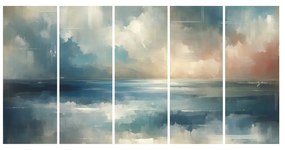Quadri 5 pezzi – Mare calmo in toni pastello