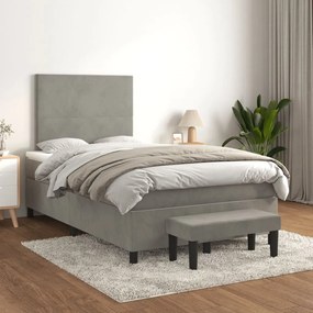 Giroletto A Molle Con Materasso Grigio Chiaro 120x200cm Velluto /