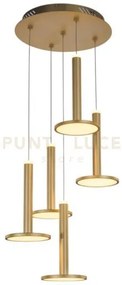 Tua, lampada a sospensione 5 luci, oro satinato, led/45w 3000k 4050...