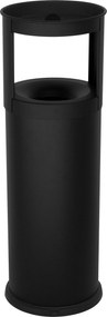 Pattumiera Gettacarte Ø25xh80 cm Autoestinguente Posacenere in Acciaio Verniciato Nero...