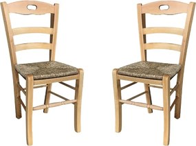 Sedia da cucina con seduta paglia LOIRE Naturale SET 2 PZ