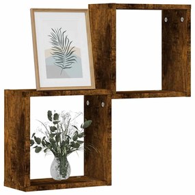 Mensole A Cubo 2 Pz Rovere Fumo 30x15x30 Cm /