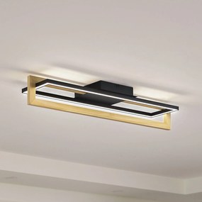 Plafoniera a LED Holamu Lindby, Nero, Soggiorno / Sala da pranzo, Alluminio, Moderno, Plafoniera LED
