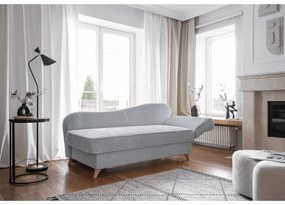 Chaise longue grigio chiaro (con penisola a destra) con rivestimento in velluto a coste Chic Charlotte – Miuform
