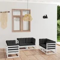 Set Divani da Giardino 6 pz con Cuscini Legno Massello Pino cod mxl 41057