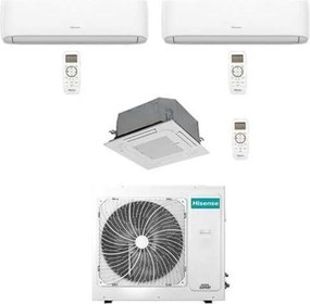 Climatizzatore Condizionatore Hisense Hi Comfort WiFi + Cassetta 4 vie R32 Trial Split Inverter 7000 + 7000 + 9000 BTU con U.E. 3AMW52U4RJC Classe