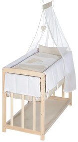 Culla in colore naturale con spazio per riporre oggetti e baldacchino 90x45 cm Liebhabär - Roba