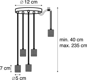 Lampada a sospensione di design nera 5 luci - Cavalux