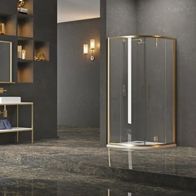 Box doccia semicircolare 90x90 finitura oro opaca KE-2000R - KAMALU