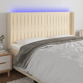 Testiera A Led Crema 183x16x118/128 Cm İn Tessuto /