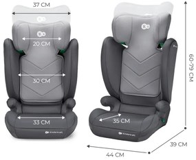 KINDERKRAFT - Seggiolino auto I-SPARK i-Dimensioni (100-150 cm) grigio