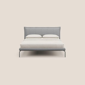 Eric letto imbottito design minimal in morbido tessuto impermeabile T14 grigio chiaro