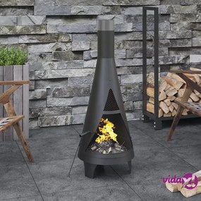 vidaXL Stufa da Giardino con Attizzatoio 45x45x122 cm in Acciaio