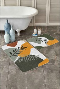 Set di tappetini per il bagno in velluto verdi 2 pz 60x100 cm Illustrated Autumn – Mila Home