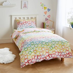 Biancheria da letto per culla in flanella 120x150 cm Rainbow Hearts - Catherine Lansfield
