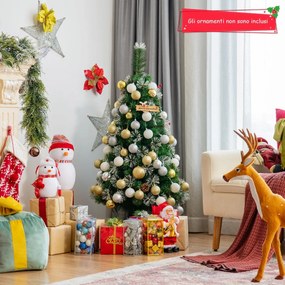 Costway Albero di Natale artificiale rigoglioso 120cm con 160 rami, Pino realistico in PVC con base pieghevole di metallo