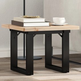 Tavolino Salotto Telaio A O 50x50x35,5cm Legno Pino E Acciaio /