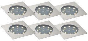 Set di 6 faretti da terra quadrati in alluminio con LED IP65 solari - Terry