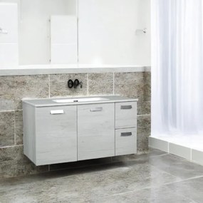 Mobile da bagno sospeso base lavabo 101 cm a 2 ante e 2 cassetti ANGELA2 Quercia Bianco