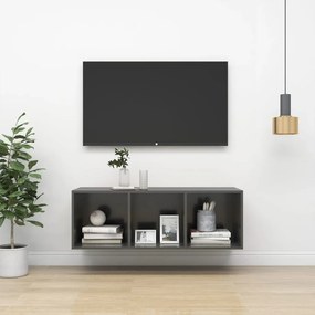Armadietto a parete per tv grigio lucido 37x37x107cm truciolato