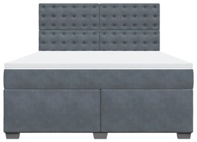 Giroletto a molle con materasso grigio scuro 180x200 cm velluto