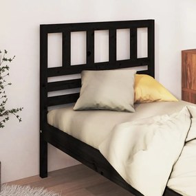 Testiera Per Letto Nera 96x4x100 Cm İn Legno Massello Di Pino /