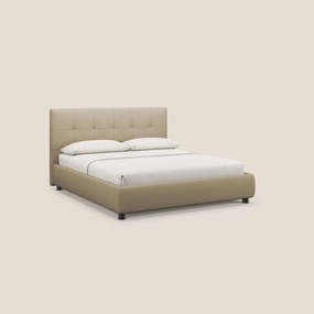 Minato letto imbottito contenitore con testata trapuntata in ecopelle impermeabile T04 beige
