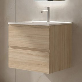 Mobile bagno 60 con lavabo integrato legno chiaro | KAM-HR60 - KAMALU