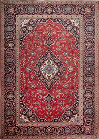 Kashan Tappeto persiano 340x250 Blu (Iran) Annodato A Mano