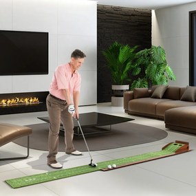 Costway Tappetino da golf per interni ed esterni, Tappetino per putting green con ritorno automatico della palla 302x32x15cm