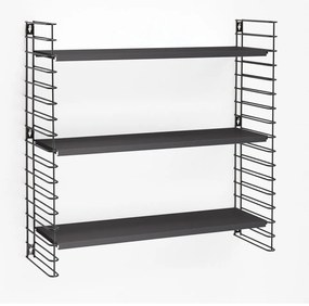 Scaffale a 3 piani con ripiani neri, larghezza 70 cm Libro - Metaltex