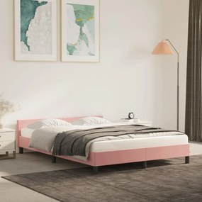 Giroletto Con Testiera Senza Materasso Rosa 140x190 Cm Velluto /
