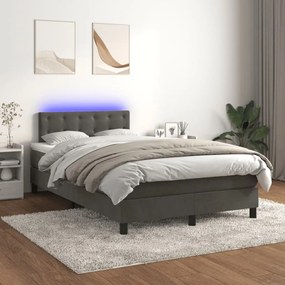 Letto A Molle Con Materasso E Led Grigio Scuro 120x200 Cm /