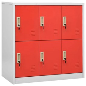 Armadietto A Chiave Grigio Chiaro E Rosso 90x45x92,5 Cm Acciaio /