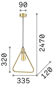 Sospensione Moderna Abc Metallo Ottone 1 Luce E27 Diffusore Triangolare