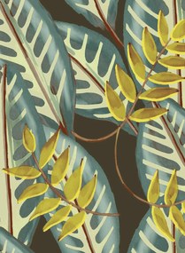 Élitis Carta da parati Alocasia - Schwarz /Petrol