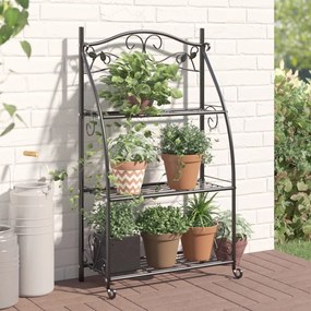 Fioriera Nera 56x30x96cm İn Acciaio /