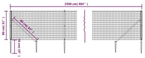 Recinzione Metallica con Picchetti Ancoraggio Antracite 0,8x25m