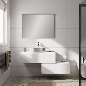 Mobile da bagno sospeso sotto lavabo Step con top integrato L 100.3 x H 30 x P 46 cm bianco, 1 cassetto