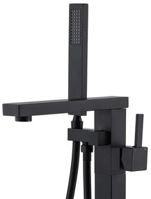 Miscelatore vasca freestanding a pavimento nero opaco quadrato