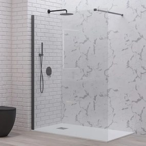 Parete doccia walk in 90 cm con profilo gun metal | KW-100GM - KAMALU