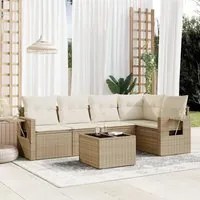 Set Divano da Giardino 6 pz con Cuscini Beige in Polyrattan 3252475