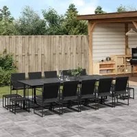 Set da Pranzo da Giardino 15 pz Nero in Textilene 3295131