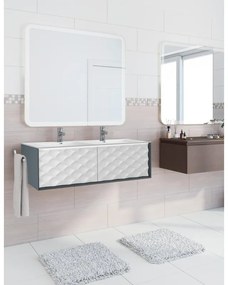 Mobile sottolavabo e lavabo Neo grigio scuro/bianco L 120 x H 32 x P 48 cm 2 vasche 2 cassetti